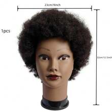 African Curly Human Mannequin Head, Hairdressing Practice Training Model, Ideal For Braiding And Dyeing Hairstyles - màu đen - Xem 3
