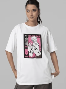 Jujutsu Sukuna Anime T-Shirt Both Sides Character Unisex COSMIC FASHION - Putih - View 2