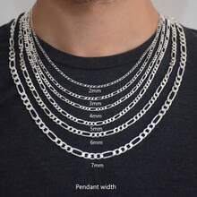 1 collar de cadena Figaro de acero inoxidable para hombres y mujeres, joyería de estilo deportivo minimalista, resistente al agua y no se desvanece, adecuado para usar en todas las temporadas, un regalo de joyería de moda para familiares, amigos, amantes y hermanos - Plateado - Ver 3