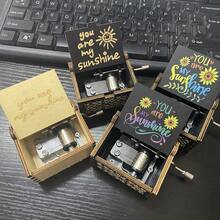 You Are My Sunshine Music Box, Wooden Hand Crank Laser Engraved Retro Unique Music Box Gift For Birthday, Christmas, Valentine Day, Mother Day, Anniversary, Wedding - Brown - View 5