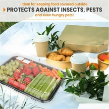JOESTAR Reusable Sandwich Platter Trays With Lids,Multi Pack Plastic Catering Trays For Tea Time Snacks, Cake, Sushi,Perfect For Parties And Meal Prep 33.5 X 24 X 7cm,5pcs - màu đen - Xem 4