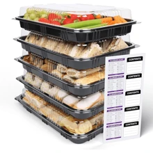 JOESTAR Reusable Sandwich Platter Trays With Lids,Multi Pack Plastic Catering Trays For Tea Time Snacks, Cake, Sushi,Perfect For Parties And Meal Prep 33.5 X 24 X 7cm,5pcs - màu đen - Xem 1