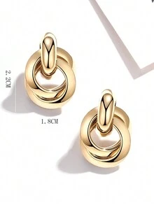 1對女性時尚簡約圓形耳夾，適用於節日、生日、約會、派對、婚禮、假期、購物、商務、日常通勤等場合。 - 金黃色 - 查看 2