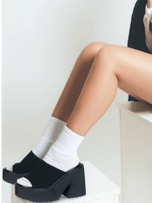 EQAUDES Womens Thick Platform Sandals Fashion Comfort Open-Toe High Heeled Women Sandals Fashion Punk Gothic Walking Beach Sandals Summer Black Sandals - màu đen - Xem 1