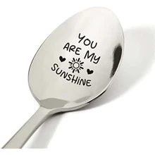 1 pièce, Idées cadeaux, Vous êtes mon soleil Cuillère gravée en acier inoxydable, Cadeau original, Meilleurs cadeaux pour hommes femmes anniversaire
