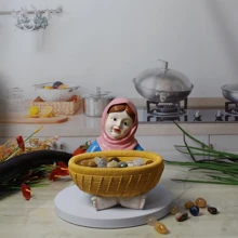 Cesta tejida rústica en forma de brazos de aldeana para decoración de sala de estar - Multicolor - Ver 7