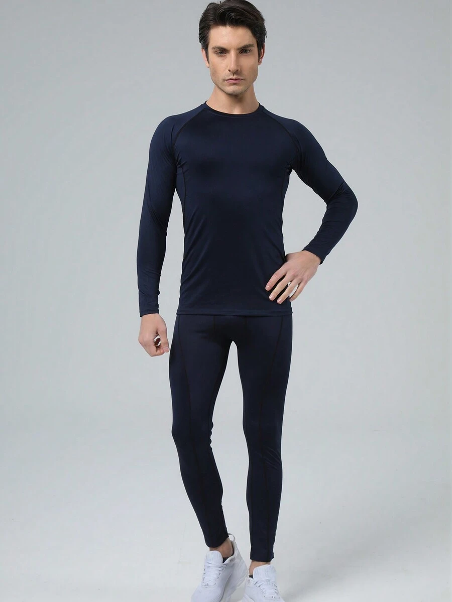 Conjunto de ropa deportiva de secado rápido para culturismo y ejercicio muscular, traje de entrenamiento de gimnasio, conjunto de base para deportes al aire libre, ropa deportiva de alta elasticidad y transpirable para correr/baloncesto/ciclismo - azul real - Ver 1