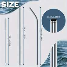 5/10pcs Cup Replacement Straws - 304 Stainless Steel, Reusable, Extra Long With Cleaning Brush - Compatible With 40 Oz Tumbler For Smoothies And Iced Coffee, Kitchen, Christmas Gift,School Supplies - Silver - View 10