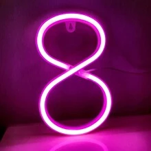 1 pieza Lámpara con letra LED encendida, decoración romántica de propuesta rosa con luz de neón, decoración de escritorio o de pared, luces de palabras DIY alimentadas por USB o batería como LOVE, HAPPY BIRTHDAY, MARRY ME, MERRY CHRISTMAS, adecuada para habitación de niña, dormitorio, bar, camping, fiesta de cumpleaños, San Valentín, boda, regalo de Navidad - Blanco - Ver 34