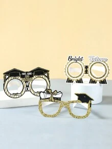 6入組黑金風格2024畢業季眼鏡，畢業班級派對照片裝飾，畢業照道具，派對禮物 - 黑金色 - 查看 4