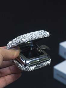 1pc/2pcs Mini 2.32/2.13/0.79IN Stainless Steel Ashtray With Leaf-Shaped Ash Tray, Shiny Glass Rhinestones, Rhinestones, Portable Ashtray, Outdoor Pocket Ashtray, Creative Car Smoking Accessory, Fashionable & Attractive
