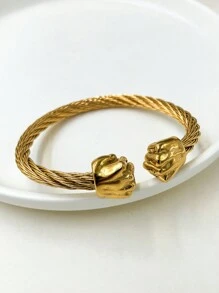 Mazuer Pulseira de Bangle em Aço Inoxidável de Ouro 18K com Cabeça de Animal em Estilo Asiático Antigo e  Retrô Vintage, Design de  de Verão, Adequado para Encontros, Presentes, Festivais, Festas, Uso Diário, Trabalho e Férias