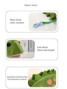 Creative Plush Dinosaur Pen Case With Large Capacity Cartoon Doll Stationery For Students [Blue Dinosaur], Random Colored Rope Buckle - Blue Dinosaur - View 2