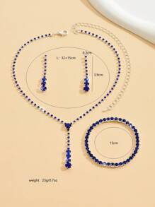 4pcs Gold-Toned Party-Inspired Fashionable Simple Popular Jewelry Set, Including Necklace, Earrings, Bracelet,  For Cross-Border Wedding Accessories - Multicolor - View 8