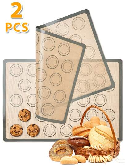 Cippes 2PCS Silicone Baking Mats for Oven, Reusable Non Stick Macron Cookie Sheets Set, Heat Resistant Liner, Kitchen Bakeware Tools for Pizza, Cake, Bread Making, Grey