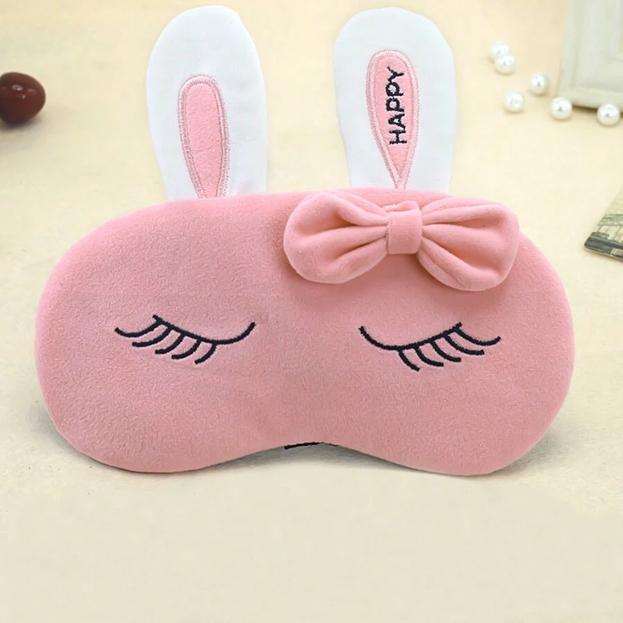 ATOMUS Pink Cartoon Rabbit Eye Mask, Sleep/Nap Blindfold, Cute Design To Relieve Eye Fatigue And Protect Eyes - Pink - View 1