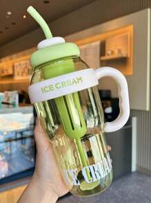 Summer Plastic Cup Bubble Tea Cup Lucky Tummy Cup Cute Style With Straw Water Bottle 1pc - Multicolor - View 11