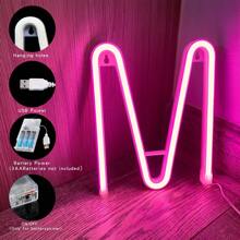 1 pieza Lámpara con letra LED encendida, decoración romántica de propuesta rosa con luz de neón, decoración de escritorio o de pared, luces de palabras DIY alimentadas por USB o batería como LOVE, HAPPY BIRTHDAY, MARRY ME, MERRY CHRISTMAS, adecuada para habitación de niña, dormitorio, bar, camping, fiesta de cumpleaños, San Valentín, boda, regalo de Navidad - Blanco - Ver 33