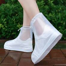 1 pezzo Copri scarpe antiscivolo e antipioggia in PVC con cerniera, spessi e resistenti all'usura, per uomini e donne in viaggio o campeggio.