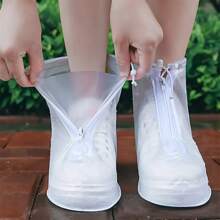 1 pezzo Copri scarpe antiscivolo e antipioggia in PVC con cerniera, spessi e resistenti all'usura, per uomini e donne in viaggio o campeggio.