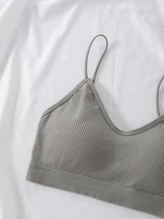 3pcs Ribbed Racerback Seamless Bra Tops, Versatile Layering Undergarment