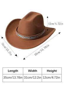 1 szt. Męski pasek dekoracyjny Boho Cowgirl Hat Jazz Panama Sun Hat Miękki filcowy kapelusz plażowy Kapelusz kowbojski Kapelusz Fedora na zewnątrz