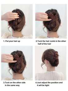 1个女士魔术发梳，弹力双梳发夹，可调节松紧发梳，适用于浓密、卷曲、稀疏等各种发质，可调节魔术发夹梳，美发造型工具，理发店美容旅行必备美发产品，护发用品，发饰 - 彩色 - 查看 3