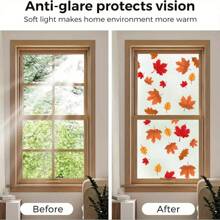 Glass Film Window Home Privacy Protection Autumn Maple Leaf Color Decorative Stained Glass Window Film For Bathroom And Toilet - Late Autumn Maple Leaves - View 8