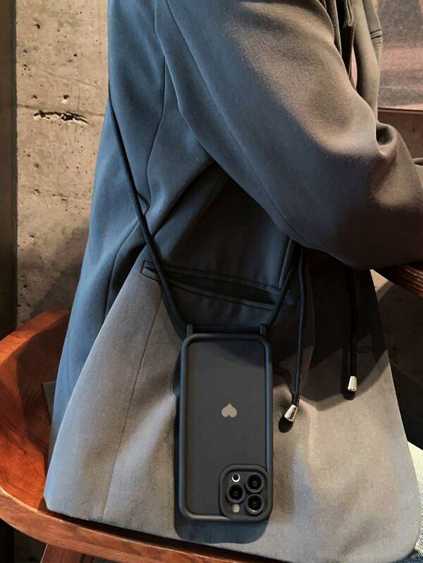 Apple Crossbody Handyhülle Gaozhu Herzenmuster dünnes Tragband Anti-Sturz Handyhülle kompatibel mit iPhone