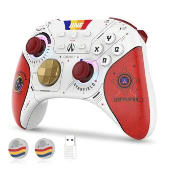  IINE Star-Field PC控制器霍爾效應搖杆和NFC Amiibo，附帶2.4Ghz藍牙接收器，適用於PC /筆記型電腦/開關/蒸汽/IPad