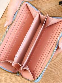 Fashionable Floral For Women Wallet Purse Wallet Long Wallet Wristlet Wallet - Baby Blue - View 4