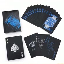1pc Durable PVC Waterproof Black Plastic Playing Cards For Home Gathering - Black - View 3