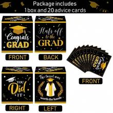 Graduation Card Box With 20 Pcs Advice Cards Congrats Grad Gift Card Box Class Of 2024 Card Holder Box Graduation Party Card Box Holder For School College Graduation Party(Black, Gold, Grad) - GRAD - View 3