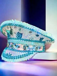 Mũ lưỡi trai màu xanh nhạt Unisex có hình cá voi, rong biển, rùa, vỏ sò, ốc xà cừ, đinh tán, kim sa, thích hợp làm mũ thuyền trưởng, mũ dự tiệc, mũ cô dâu, mũ cosplay, mũ dành cho phụ nữ, đồ dùng cho tiệc độc thân, quà tặng cho vợ thích hợp làm đạo cụ cho tiệc, nhập vai, hòa nhạc, chương trình biểu diễn, quà tặng sinh nhật, quà tặng lễ hội sáng tạo, tiệc du thuyền, tiệc khiêu vũ, tiệc dành cho phụ nữ, tiệc người lớn, tiệc độc thân, tiệc bãi biển. - xanh nhạt - Xem 3