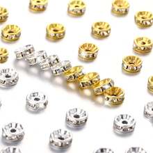 400入組6mm8mm鑲嵌鋯石間隔珠，圓形水晶鑲鋯石間隔珠配飾，可用於DIY珠寶製作、鑰匙扣（金、銀） - 彩色 - 查看 2