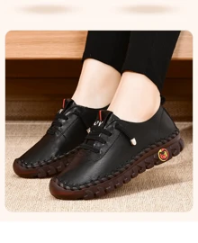 Nuevos calzados informales para mujer, mocasines cómodos, zapatos de malla transpirables y de moda,señoras superficie suave cómodo mocasines suela blanda - Negro - Ver 4