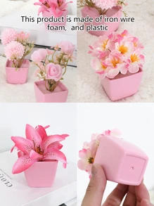 5 chậu hoa hồng và hoa cúc nhân tạo mini màu hồng, thích hợp trang trí tiệc cưới, nhà ở, nhà hàng, trang trí bàn làm việc văn phòng, ngày lễ tình nhân, quà tặng sinh nhật, tốt nghiệp, trang trí mùa thu, trang trí nhà mùa thu, trang trí phòng học trở lại, đồ dùng học tập, cây giả - Hồng - Xem 5