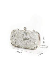 一款优雅浪漫的纯色仿珍珠串珠晚宴包，饰有水钻，结实耐用，可直接作为新娘包使用。完美适用于派对、婚礼、舞会、晚宴/宴会，可搭配婚纱、正式礼服、舞会礼服、生日礼服、派对礼服。这款优雅的仿珍珠手拿包、舞会包、串珠包，是您的理想之选。 - 銀色 - 查看 2