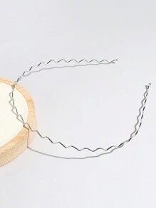 1 pieza Aro metálico ondulado para el cabello, diadema de mujer simple y versátil para lavarse la cara, diadema de metal sólido para maquillaje, máscara, diadema, diadema, aro para el cabello