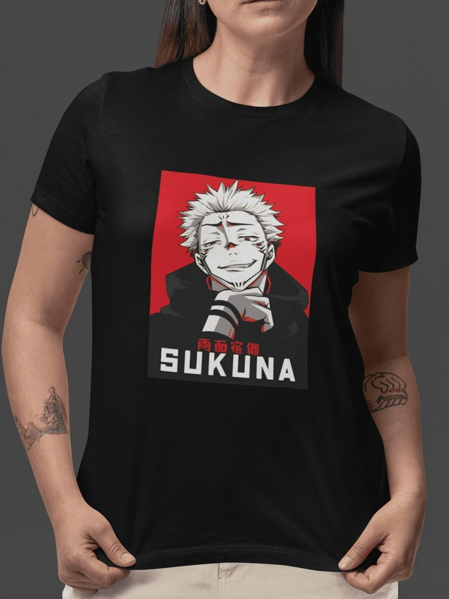 Jujutsu Kaesen Animated T-Shirt Sukuna Character Unisex COSMIC MODA - Black - View 1