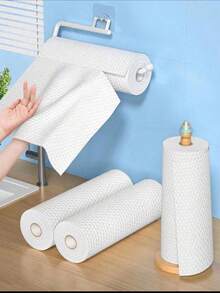1 Roll Slouchy Cleaning Cloth Disposable Kitchen Cleaning Cloth White Wet And Dry Cleaning Cloth Oil Absorbing Cloth - White - View 5