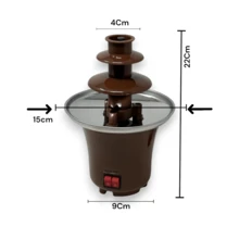 Fuente de chocolate eléctrica de 3 niveles de acero inoxidable, mini maquina eléctrica, fuente de fondue de cascada para chocolate líquido, maquina de calor en color cafe para fondue y alimentos, ideal para la cocina, fuente de chocolate eléctrica para alimentos - Cafe - Ver 2
