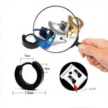 Women Hoop Earrings - Preto + colorido - 查看 2