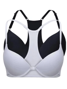 Kit 2 Sutiã Nadador Fecho Frontal Com Bojo e Alças Reguláveis Regata
