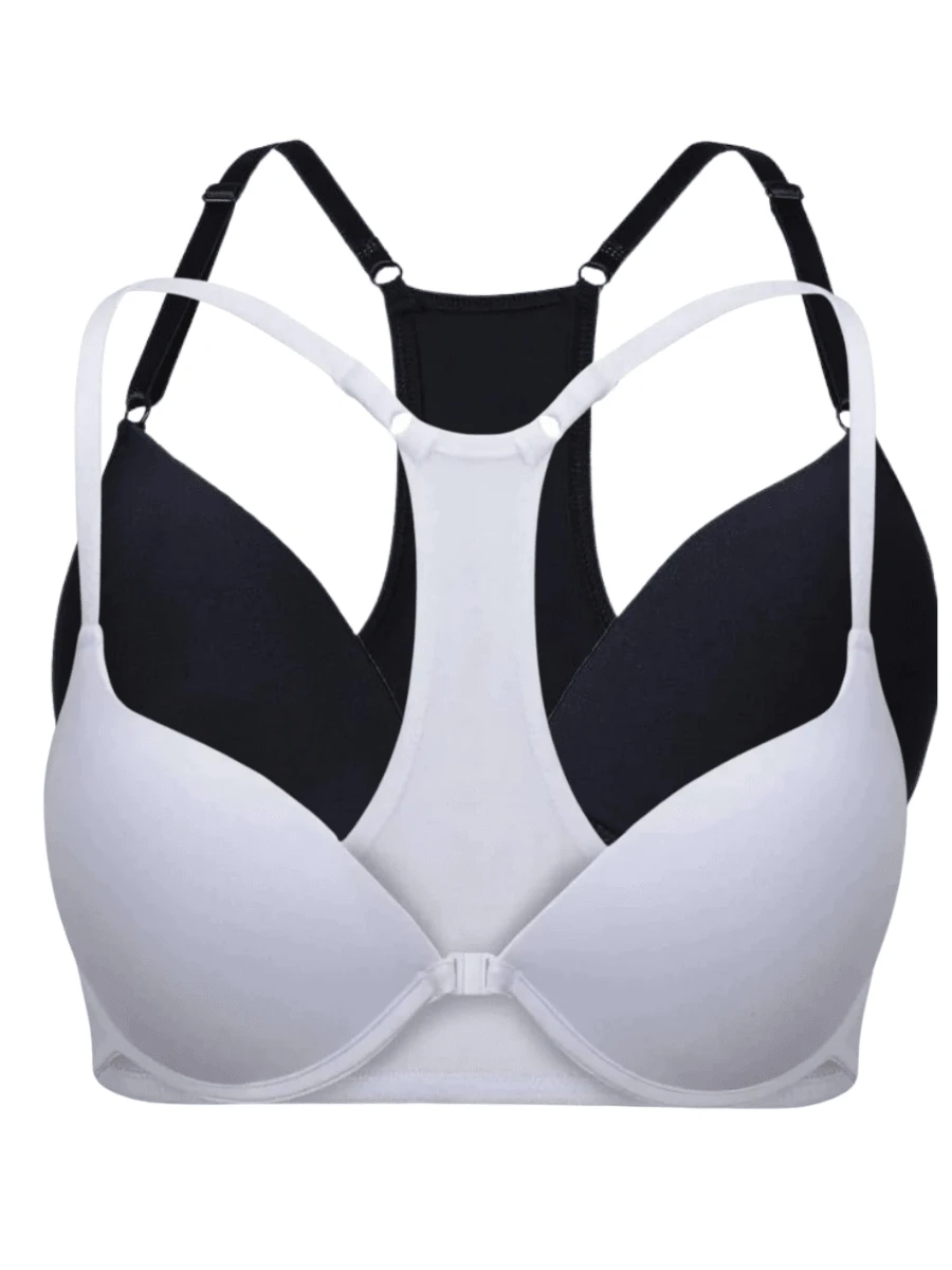 Kit 2 Sutiã Nadador Fecho Frontal Com Bojo e Alças Reguláveis Regata
