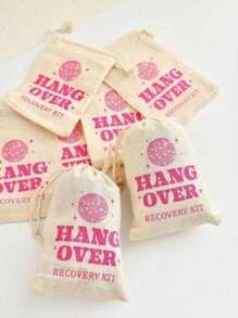 12pcs-Hangover Gift Bag Loose Single Party Gift Drawstring Tool Bag Suitable For Wedding Bride Gifts, Hangover Survival Guests, Bridesmaids, Single Party Supplies,Christmas - Multicolor - View 1
