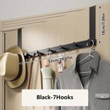 1 móc sau cửa, đa năng, dễ lắp đặt, giá treo trên cửa, giá lưu trữ tiết kiệm không gian cho áo khoác, túi xách và quần áo, phụ kiện phòng ngủ, phụ kiện phòng tắm. - màu đen - Xem 10