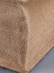 1pc Canvas+Jute Handbag Burlap Tote Bag Reusable Daily Use Travel Beach Storage Organizer Shopper Bag DIY Montage Jute Bag Suitable For Wedding, Party Festival And Painting, Christmas