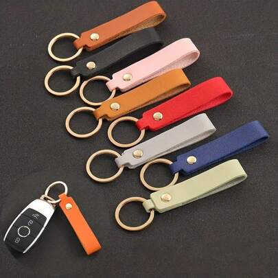 1pc Fashion PU Leather Keychain Business Gift Leather Key Chain Men Women Car Key Strap Waist Wallet KeyChains Keyrings Car Accessories Bag Charm