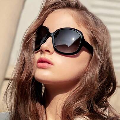 1 pieza Gafas de sol polarizadas y con protección UV400 de muy alta calidad y tamaño grande para mujer, adecuadas para conducir, pescar, viajes casuales, vacaciones en la playa, trabajo, con un diseño vintage y lujoso de marca de gran tamaño y montura cuadrada, con lentes gruesas y reforzadas TAC anti-UV, anti-reflejo y anti-rotura, accesorios de playa perfectos para mujeres, ideales para atuendos con sudadera, vaqueros, pantalones de chándal, chaqueta, vestido y camisa de manga larga, para salidas familiares, viajes, vacaciones y verano en la playa
